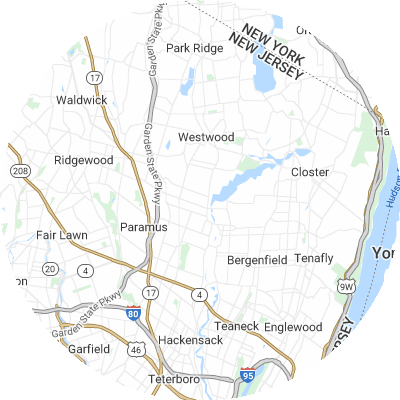 Best window replacement companies in Oradell, NJ map
