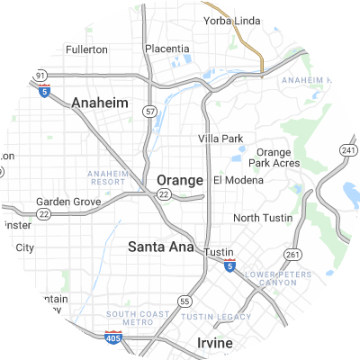 Best pest companies in Orange, CA map
