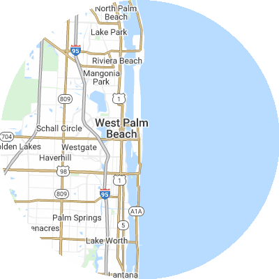 Best gutter installation companies in Palm Beach, FL map