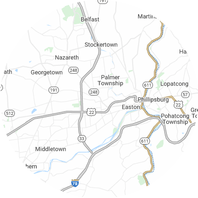 Best moving companies in Palmer, PA map