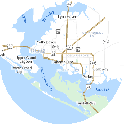Best moving companies in Panama City, FL map
