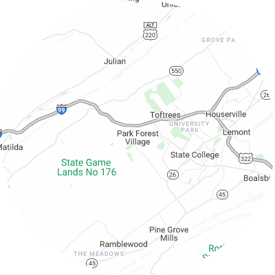 Best lawn care companies in Park Forest Village, PA map