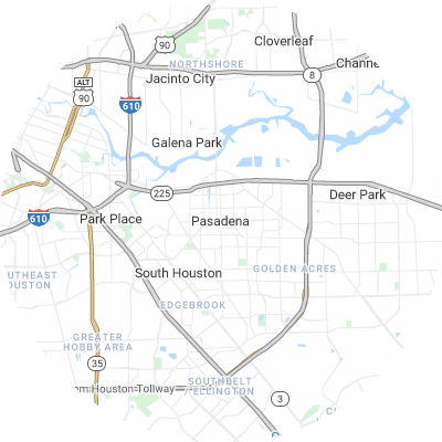 Best gutter companies in Pasadena, TX map