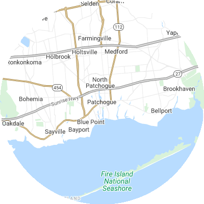 Best plumbers in Patchogue, NY map