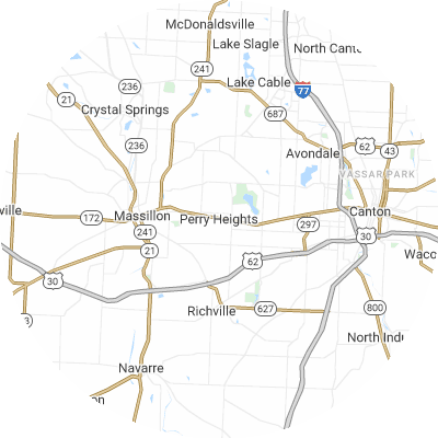 Best roofers in Perry Heights, OH map