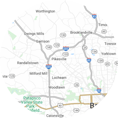Best solar companies in Pikesville, MD map
