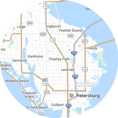 Best lawn care companies in Pinellas Park, FL map