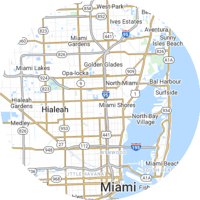 Best moving companies in Pinewood, FL map