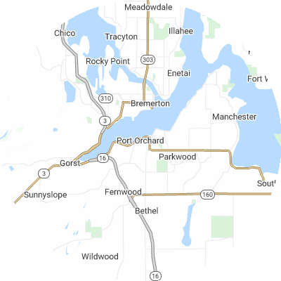 Best window replacement companies in Port Orchard, WA map
