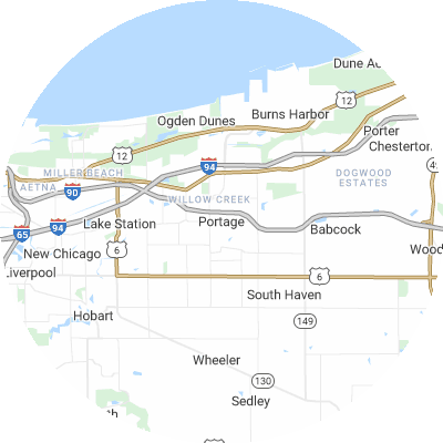 Best window replacement companies in Portage, IN map