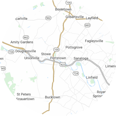 Best window replacement companies in Pottstown, PA map