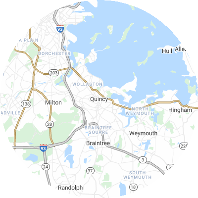Best lawn care companies in Quincy, MA map