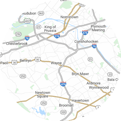 Best plumbers in Radnor, PA map