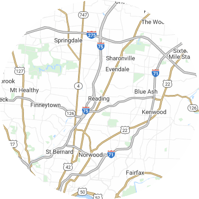 Best window replacement companies in Reading, OH map