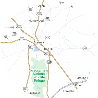 Best window replacement companies in Red Hill, SC map