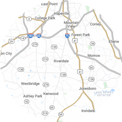 Best moving companies in Riverdale, GA map