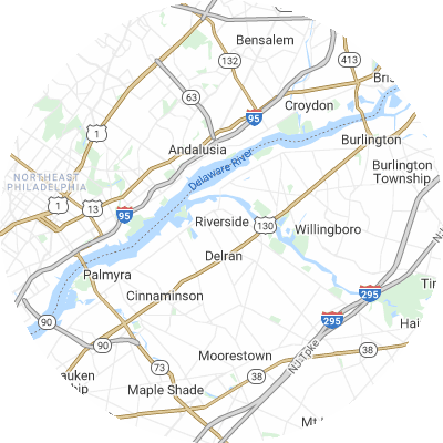 Best roofing companies in Riverside, NJ map