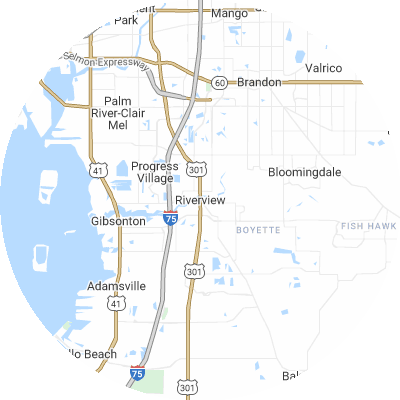 Best gutter installation companies in Riverview, FL map