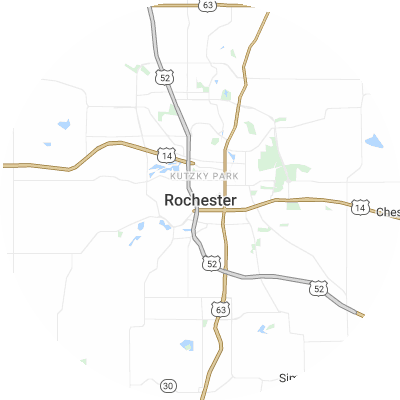 Best roofing companies in Rochester, MN map