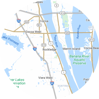 Best window replacement companies in Rockledge, FL map