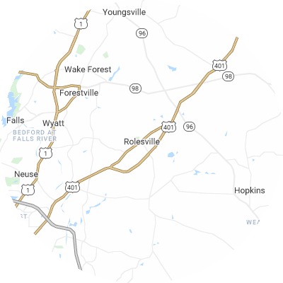 Best moving companies in Rolesville, NC map