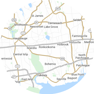 Best lawn care companies in Ronkonkoma, NY map