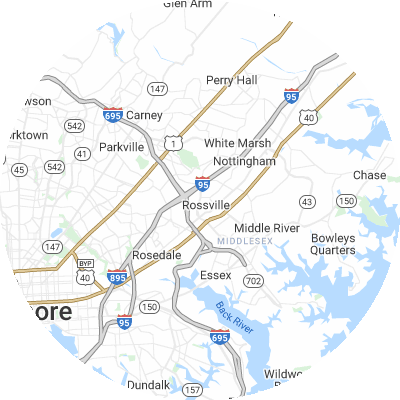 Best window replacement companies in Rossville, MD map