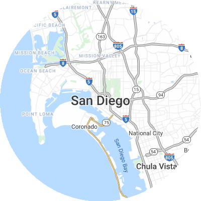 Best roofers in San Diego, CA map