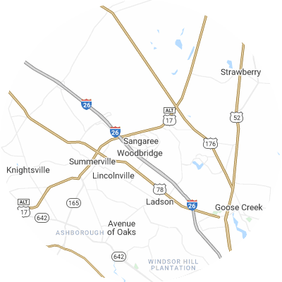 Best moving companies in Sangaree, SC map
