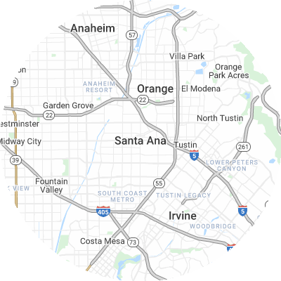 Best window companies in Santa Ana, CA map