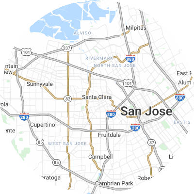 Best roofing companies in Santa Clara, CA map
