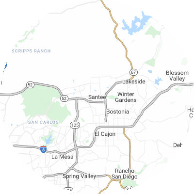 Best roofing companies in Santee, CA map