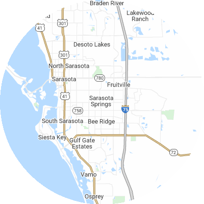 Best roofing companies in Sarasota Springs, FL map