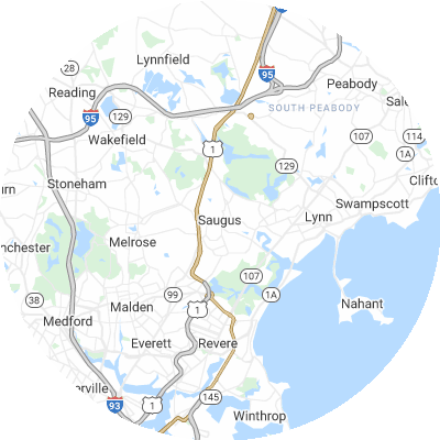 Best pest control companies in Saugus, MA map