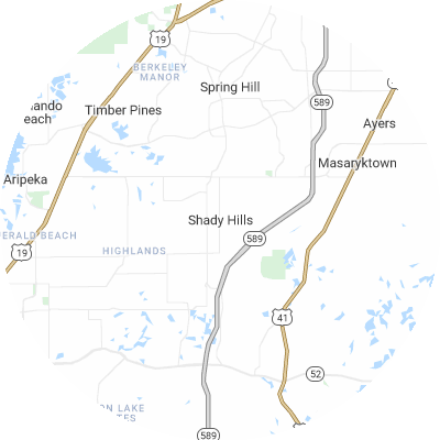 Best pest control companies in Shady Hills, FL map