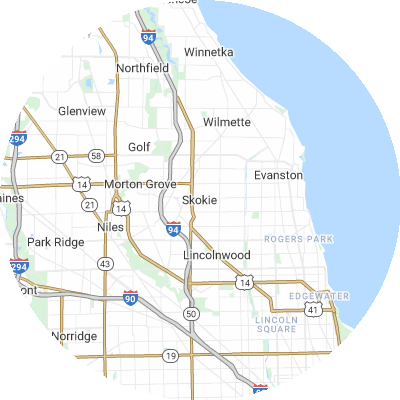 Best window replacement companies in Skokie, IL map