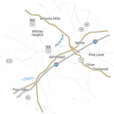 Best lawn care companies in Smithfield, NC map