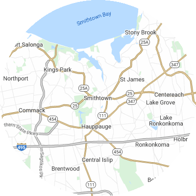 Best moving companies in Smithtown, NY map