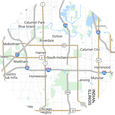 Best roofers in South Holland, IL map