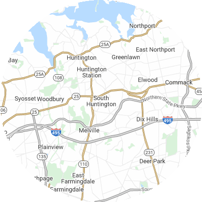 Best window replacement companies in South Huntington, NY map