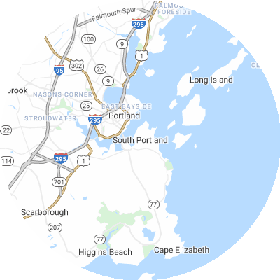 Best roofers in South Portland, ME map