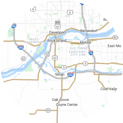 Best moving companies in South Rock Island, IL map
