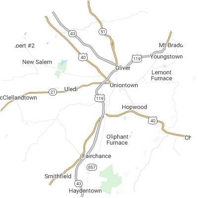 Best moving companies in South Union, PA map