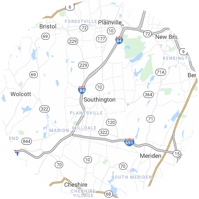 Best window replacement companies in Southington, CT map