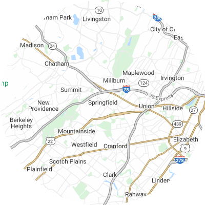 Best lawn care companies in Springfield, NJ map