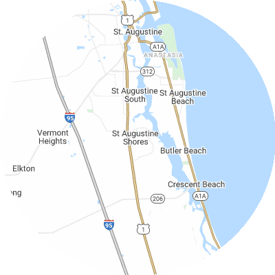Best gutter installation companies in St. Augustine Shores, FL map