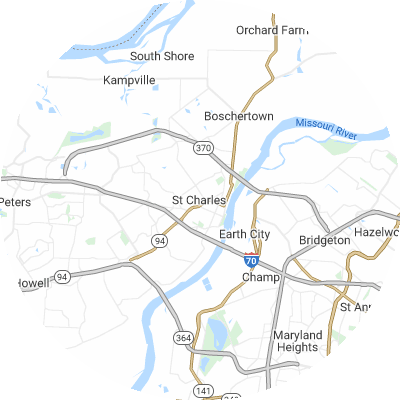 Best moving companies in St Charles, MO map