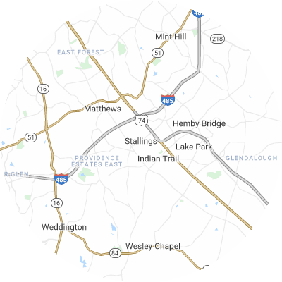 Best moving companies in Stallings, NC map