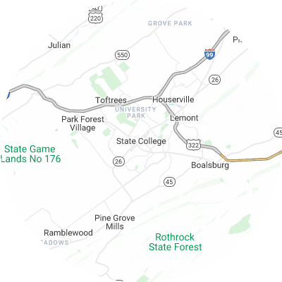 Best tree removal companies in State College, PA map
