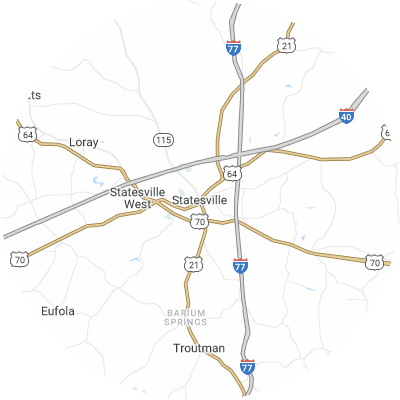 Best roofers in Statesville, NC map
